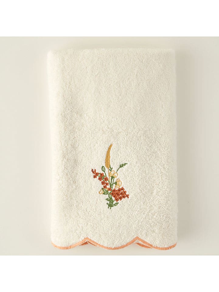 BELLA MAISON Ręcznik "Flores" w kolorze kremowym do rąk rozmiar: 50x90 cm