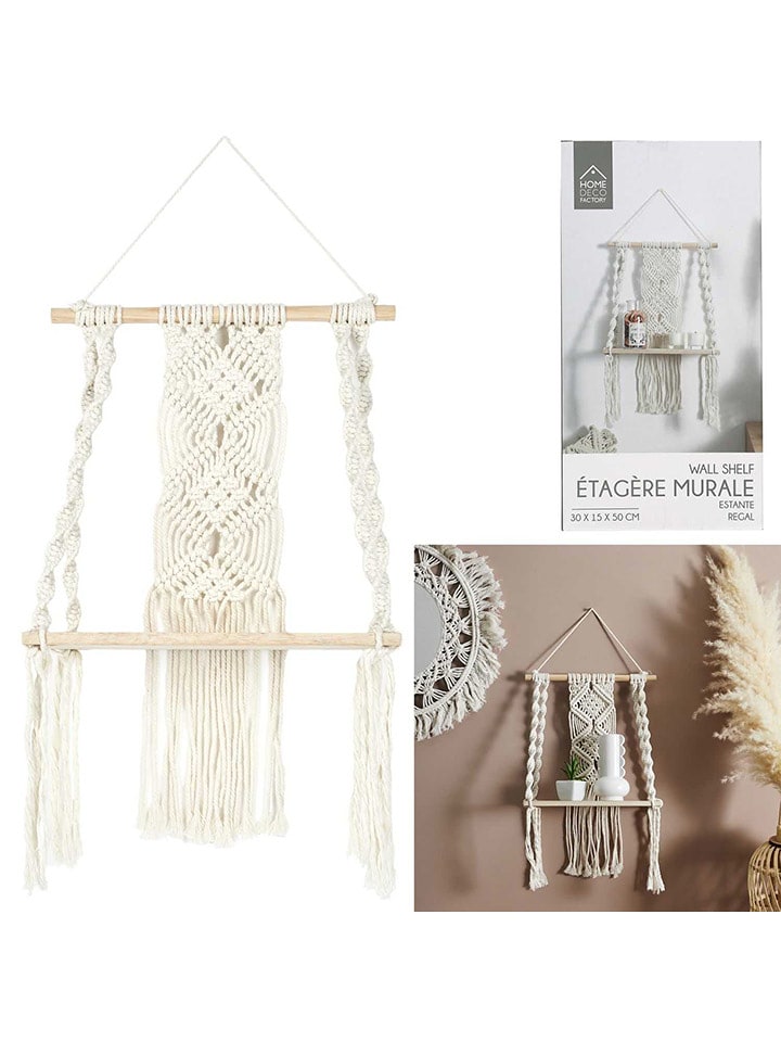 Ethnical Life Regał ścienny "Boho" w kolorze kremowym - 30 x 50 x 15 cm rozmiar: onesize