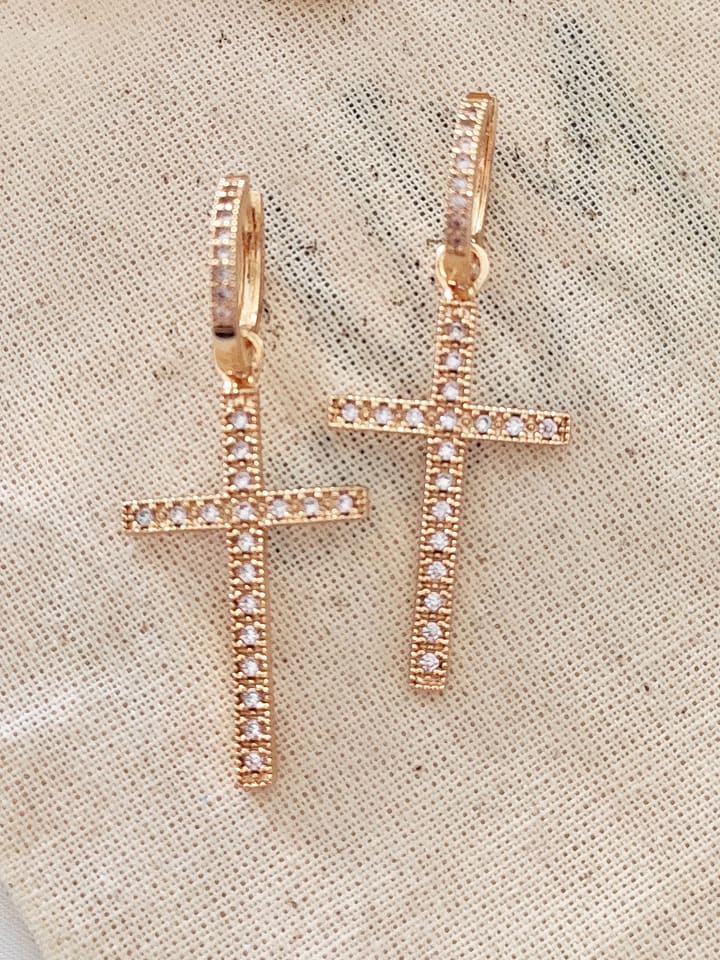 atelier MIU Pozłacane kolczyki-kreole z cyrkoniami rozmiar: onesize