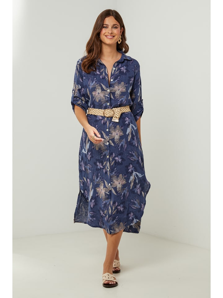 Lin Passion Lniana sukienka w kolorze granatowym rozmiar: 38/40