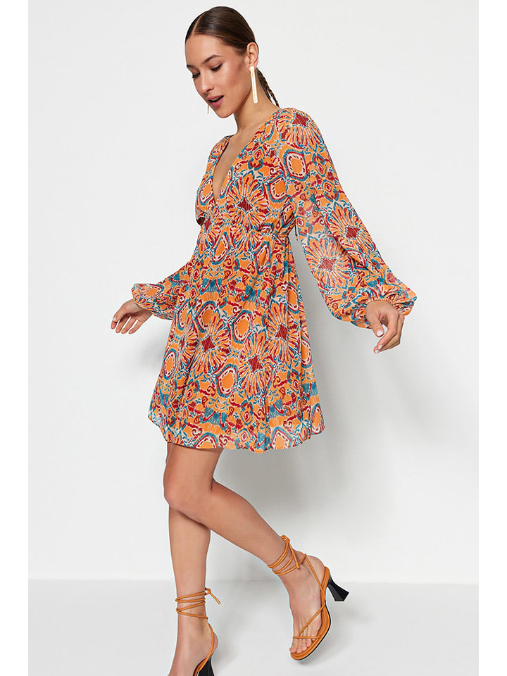 trendyol Sukienka w kolorze pomarańczowo-niebieskim rozmiar: 38