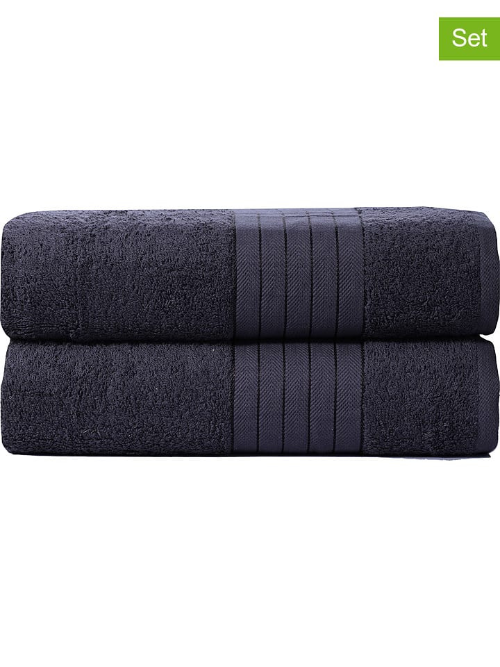 Hip Ręczniki prysznicowe (2 szt.) w kolorze czarnym rozmiar: 70x140 cm