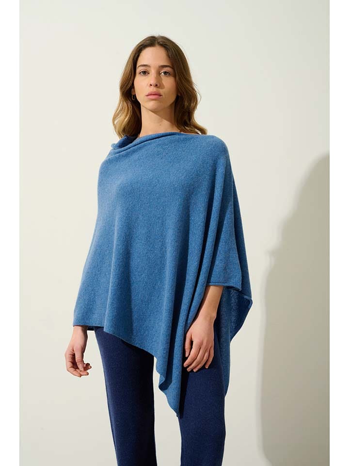 AUTHENTIC CASHMERE Kaszmirowe ponczo "Carra" w kolorze niebieskim rozmiar: XL