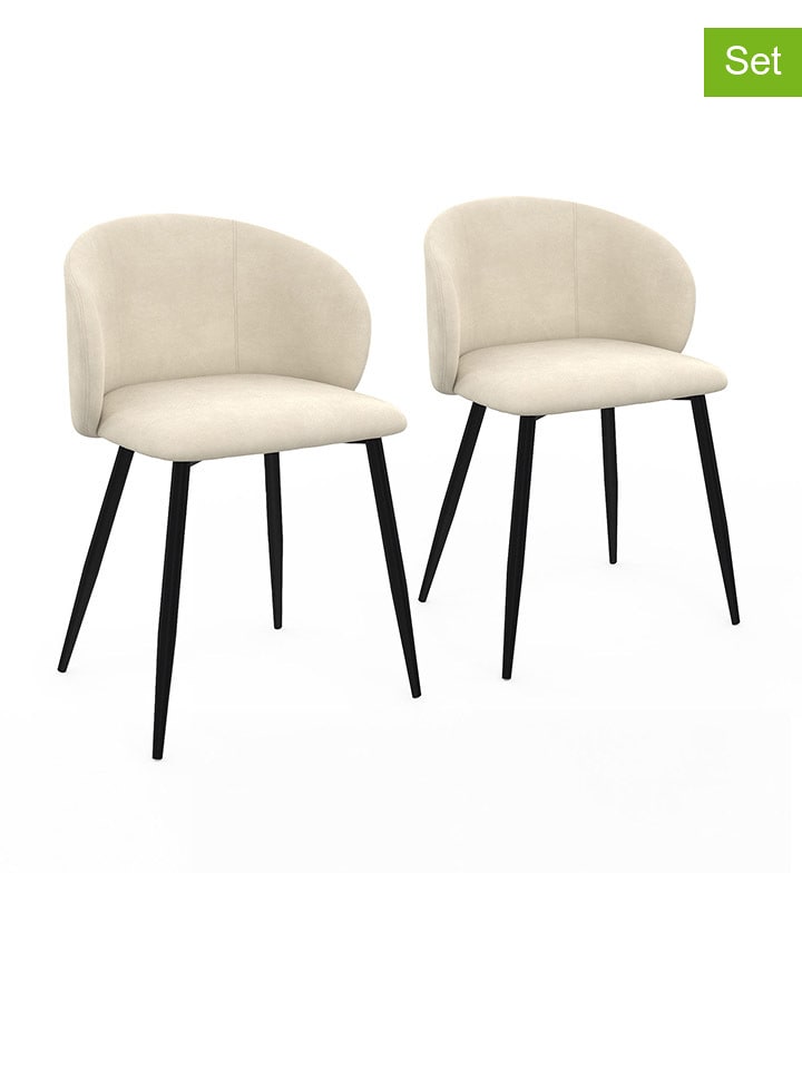 IDOMYA Factory Krzesła (2 szt.) w kolorze kremowo-czarnym do jadalni - 53 x 71 x 51 cm rozmiar: onesize