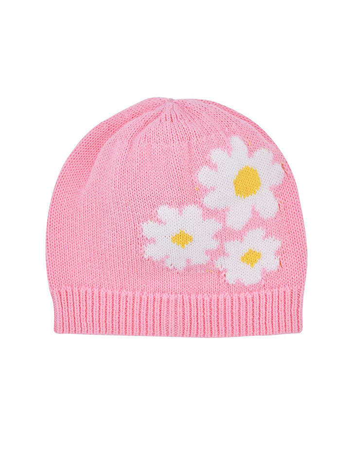 Bondi Czapka dzianinowa "Daisies" w kolorze różowym rozmiar: 47 cm