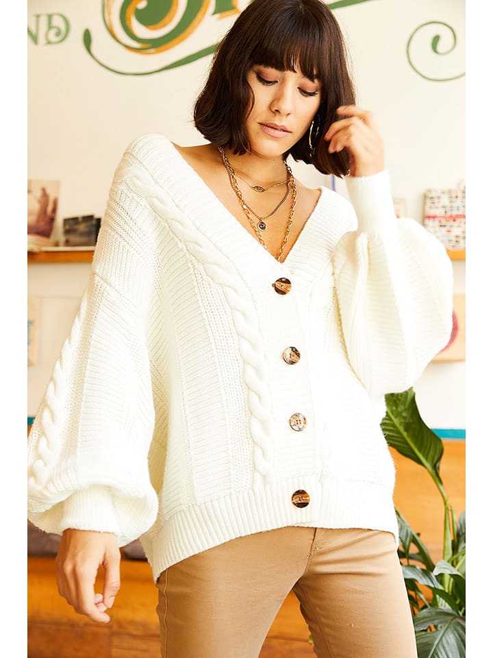Olalook Kardigan w kolorze kremowym rozmiar: onesize
