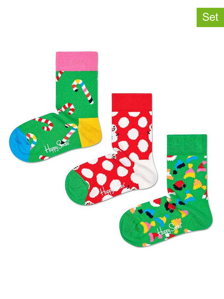 Happy Socks 3-częściowy zestaw prezentowy w kolorze zielono-czerwonym rozmiar: 13-21