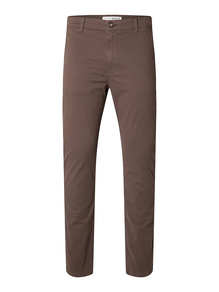 SELECTED HOMME Spodnie chino w kolorze brązowym rozmiar: W30/L32