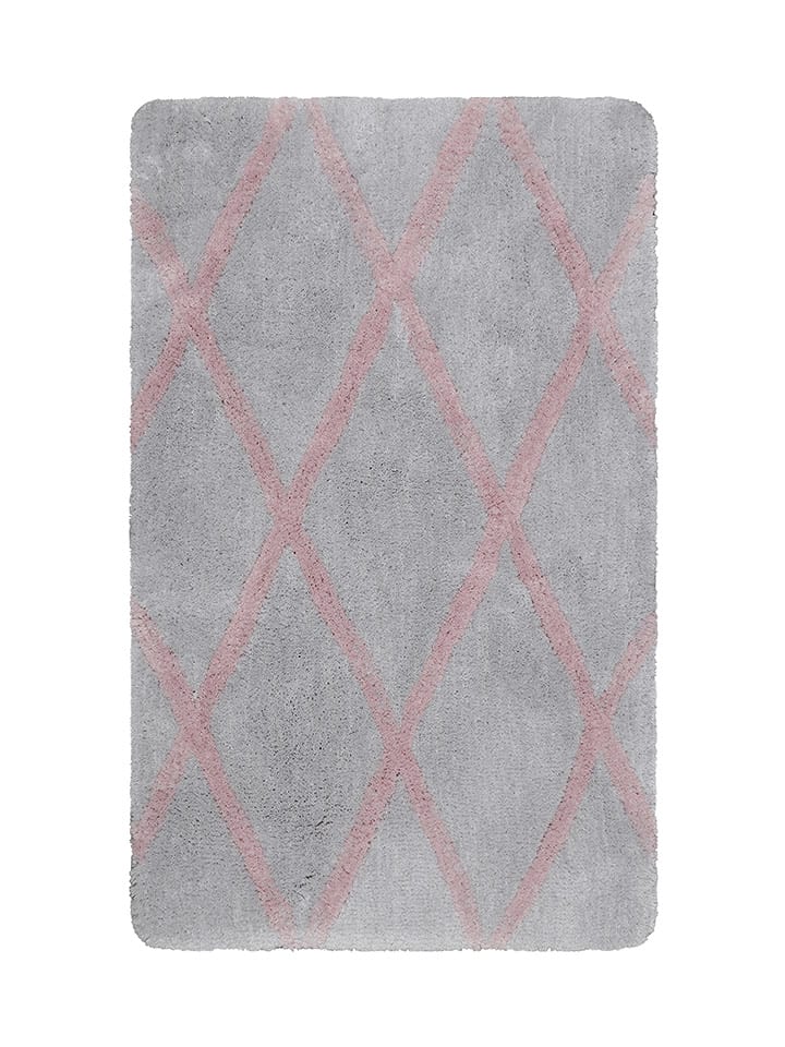 Homie Living Dywanik łazienkowy "San Bosa" w kolorze szaro-jasnoróżowym rozmiar: 60x100 cm