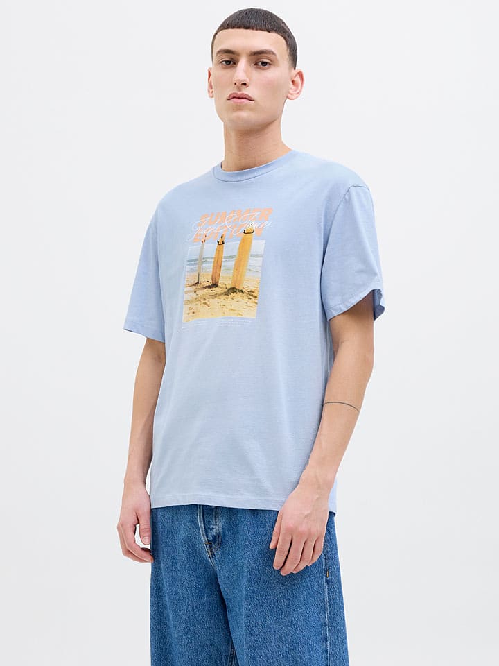 Jack & Jones Koszulka "Porto" w kolorze błękitnym rozmiar: M