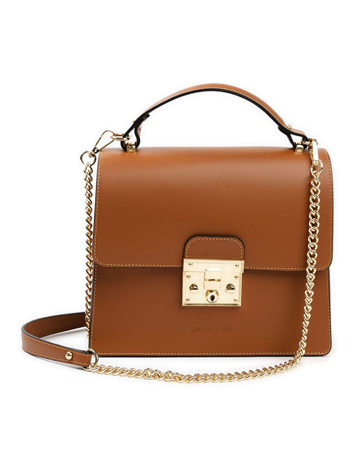 Lia Biassoni Skórzana torebka w kolorze jasnobrązowym - 27 x 24 x 8 cm rozmiar: onesize