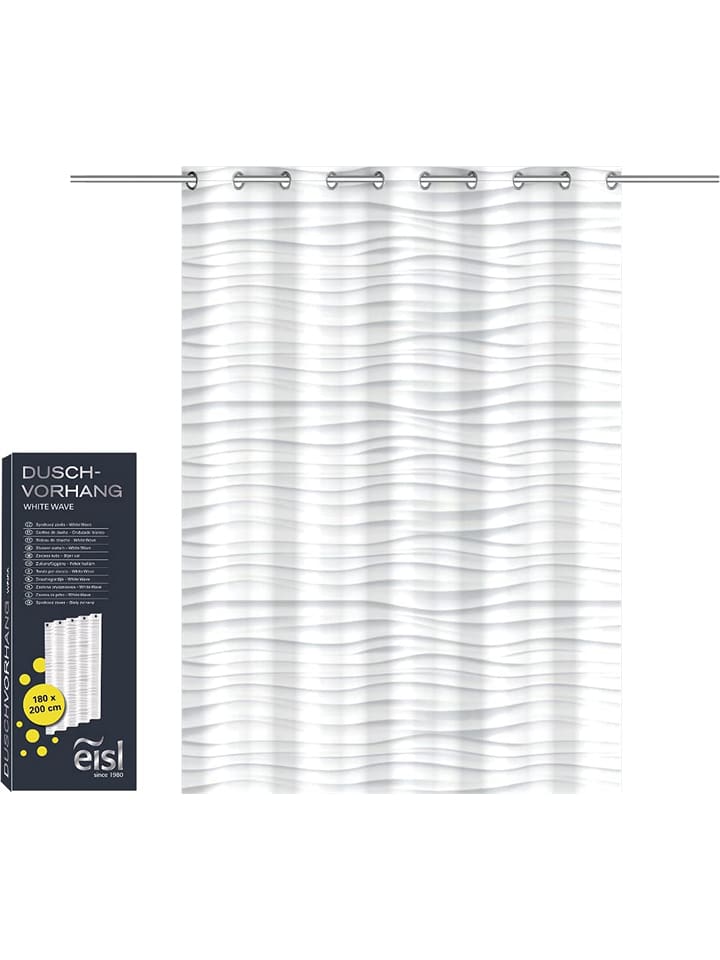 Schütte Zasłona prysznicowa "White Wave" w kolorze białym - 180 x 200 cm rozmiar: onesize