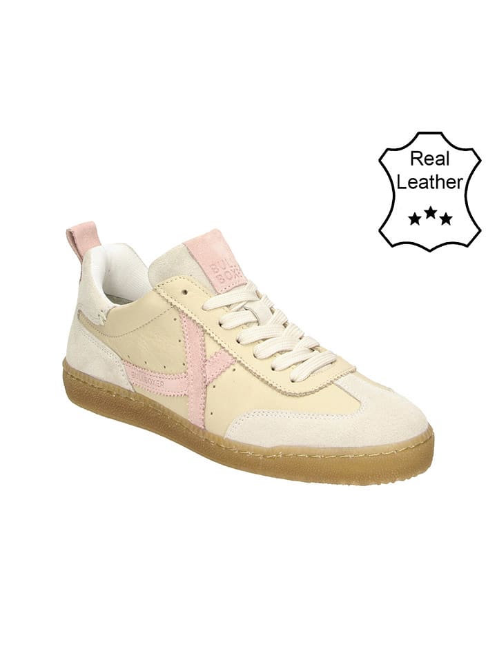 Bullboxer Skórzane sneakersy w kolorze beżowo-jasnoróżowym rozmiar: 38