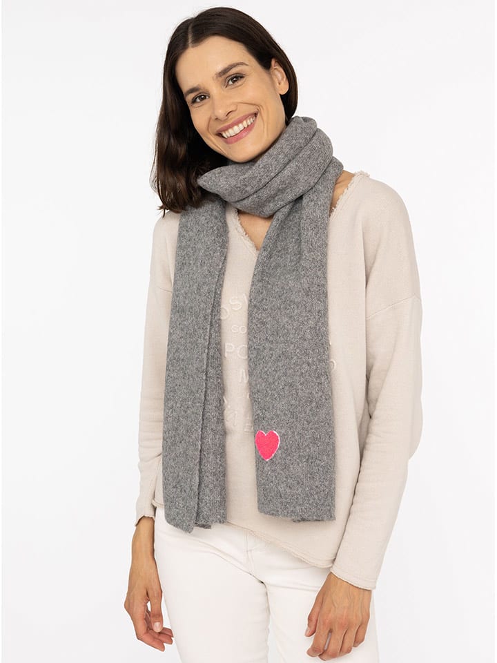 Zwillingsherz Szal "Heart" w kolorze szarym - 35 x 48 cm rozmiar: onesize