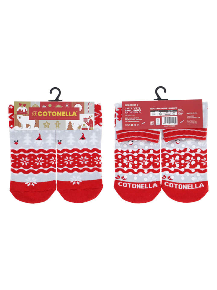 COTONELLA Skarpety w kolorze szaro-czerwonym rozmiar: M/L