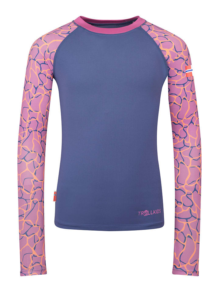 Trollkids Koszulka kąpielowa "Haukland" w kolorze granatowo-jasnoróżowym rozmiar: 152