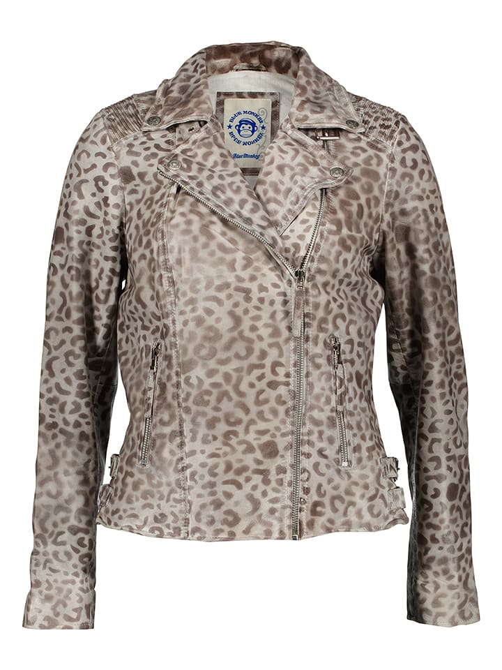 BLUE MONKEY Skórzana kurtka w kolorze szarym rozmiar: L