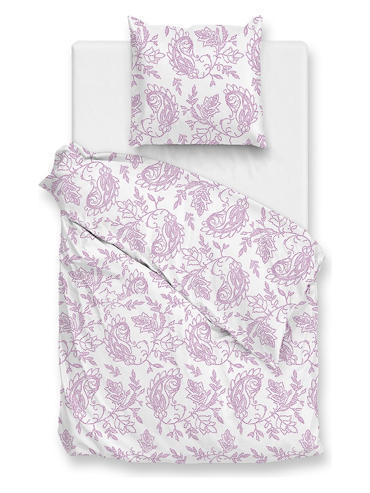 Zo!Home Komplet pościeli "Indiano" w kolorze biało-fioletowym rozmiar: 240x220 cm