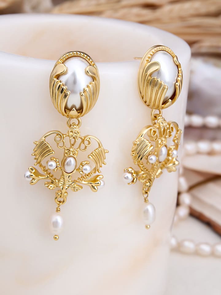 L'Atelier de Gaia Pozłacane kolczyki-wkrętki z perłami rozmiar: onesize