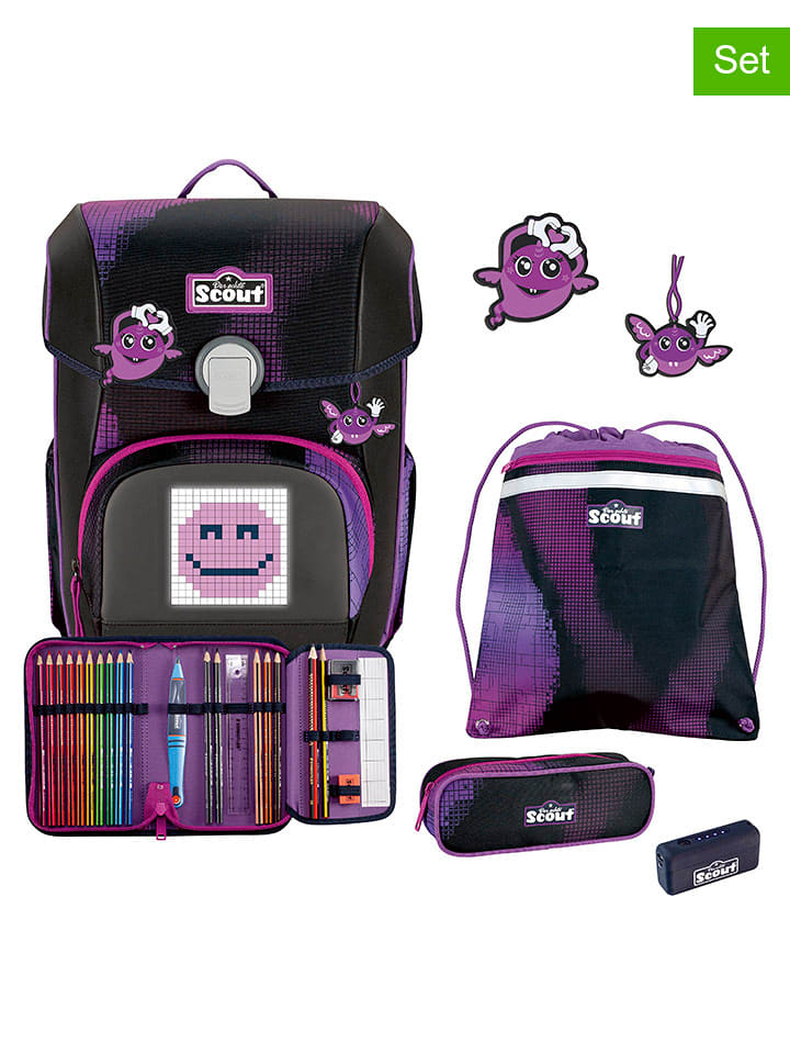 Scout 4-częściowy zestaw szkolny "Pink Pixel" w kolorze czarno-fioletowym rozmiar: onesize