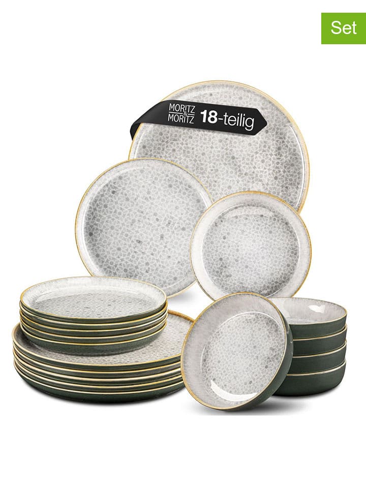 Moritz & Moritz 18-częściowy zestaw talerzy "Terra" w kolorze jasnoszarym rozmiar: onesize