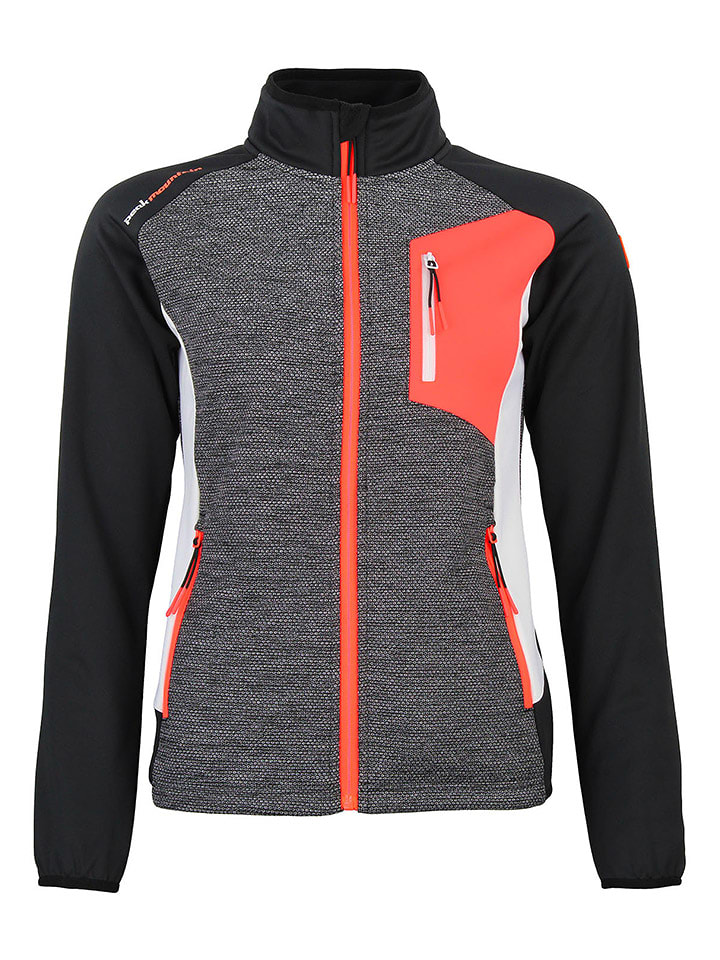 Peak Mountain Kurtka polarowa "Acerin" w kolorze szaro-czarno-pomarańczowym rozmiar: S