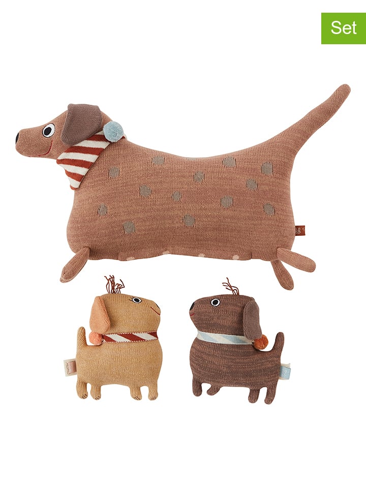 OYOY mini Maskotki (3 szt.) "Hunsi Dog With Two Puppies Coco & Max" - 0+ rozmiar: onesize