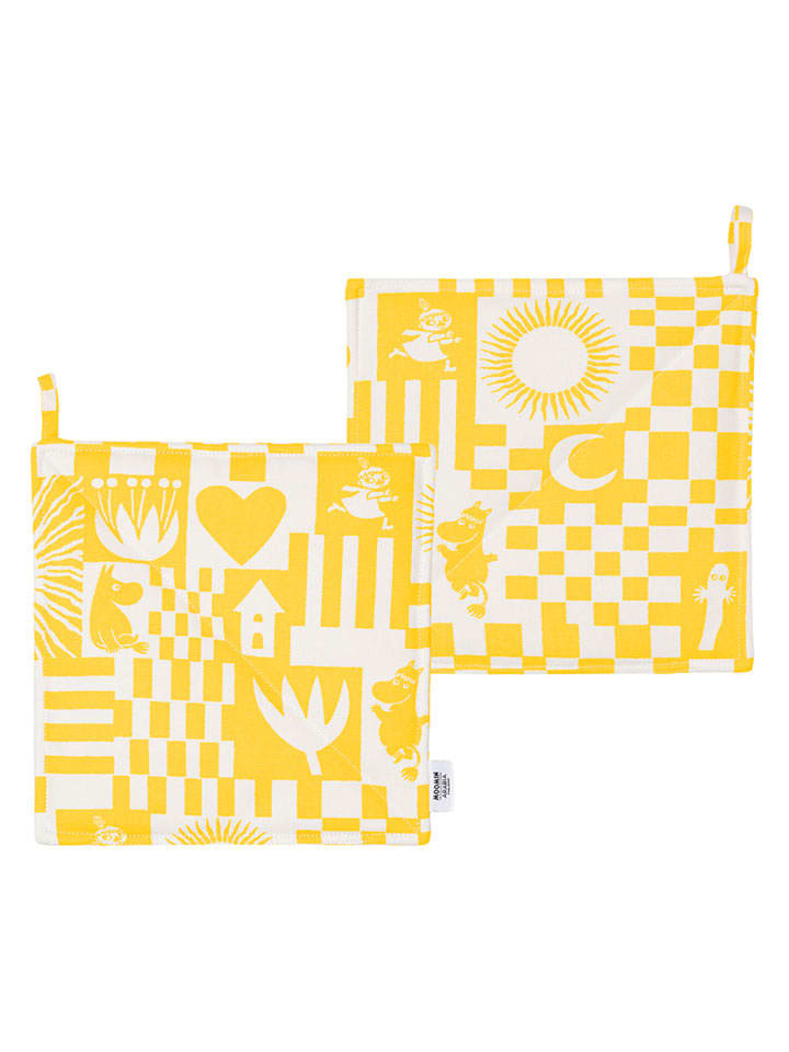 Moomin Łapki kuchenne (2 szt.) "Party" w kolorze żółtym - 22 x 22 cm rozmiar: onesize