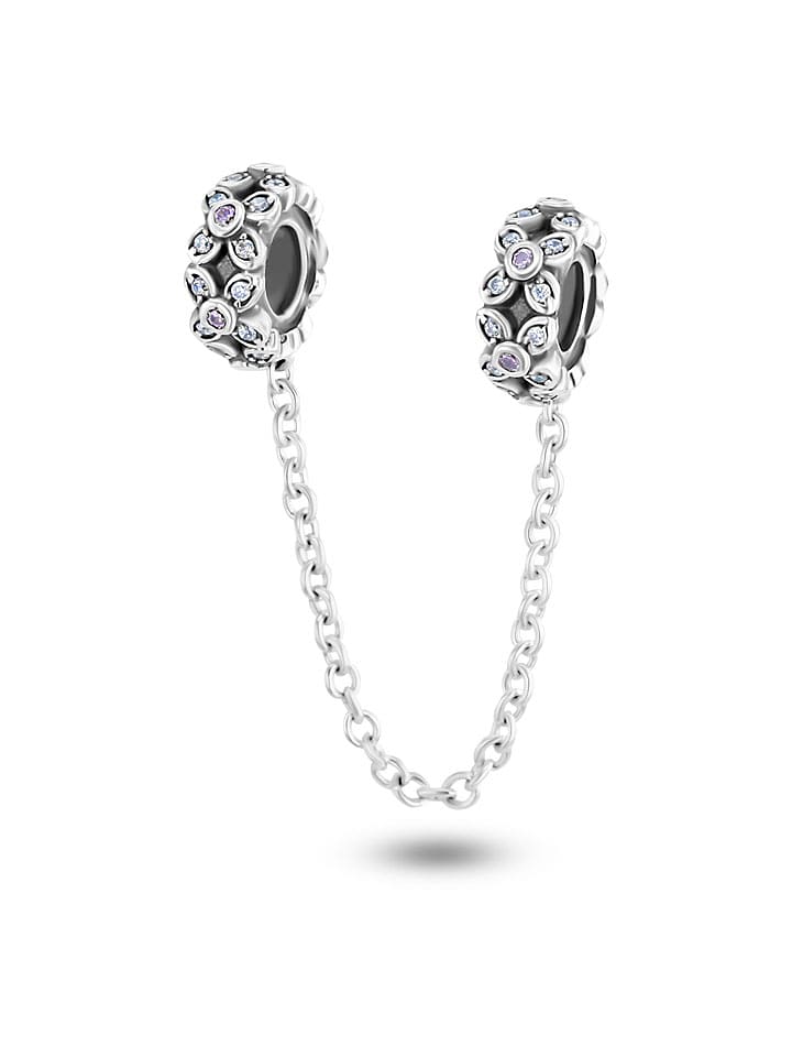 CHARM'S Srebrny łańcuszek zabezpieczający z kryształami rozmiar: onesize