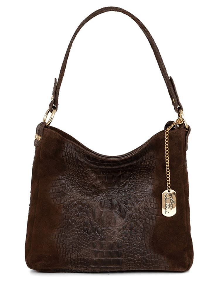 Anna Morellini Skórzana torebka "Linda" w kolorze ciemnobrązowym - 29 x 24 x 8 cm rozmiar: onesize