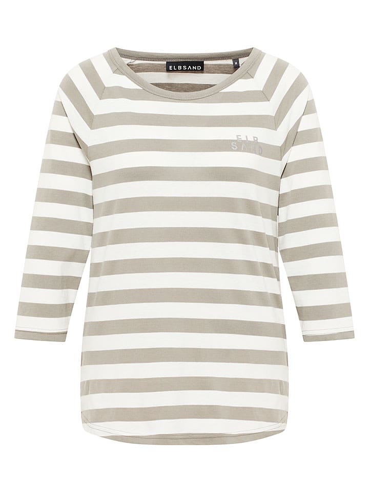ELBSAND Koszulka "Celin" w kolorze beżowo-białym rozmiar: XS