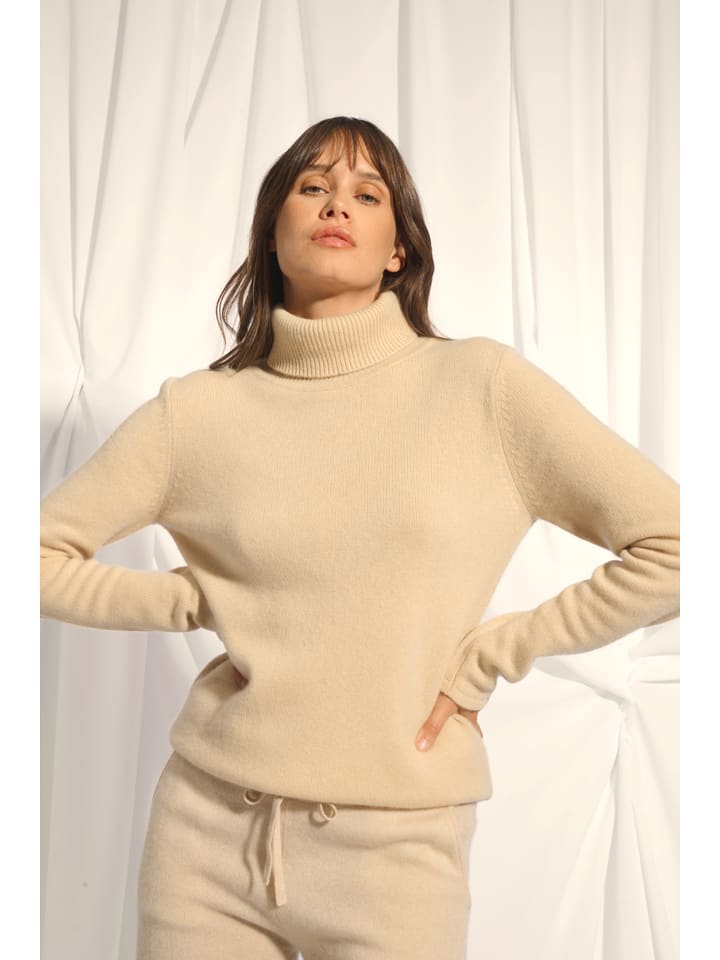 Just Cashmere Kaszmirowy golf "June" w kolorze beżowym rozmiar: M