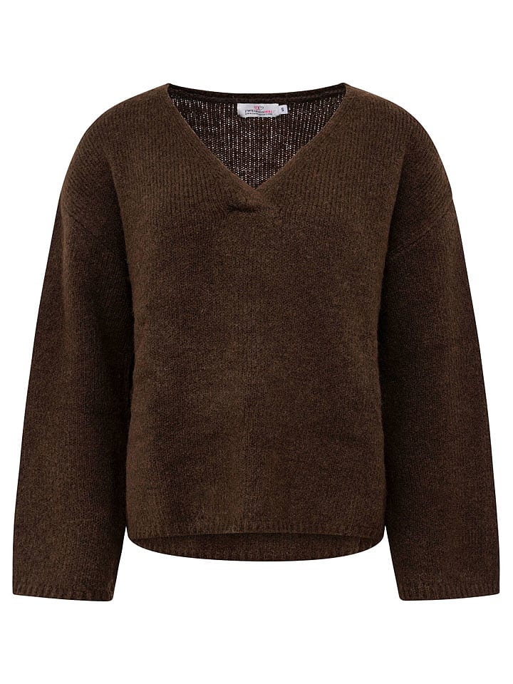 Zwillingsherz Sweter w kolorze brązowym rozmiar: XL