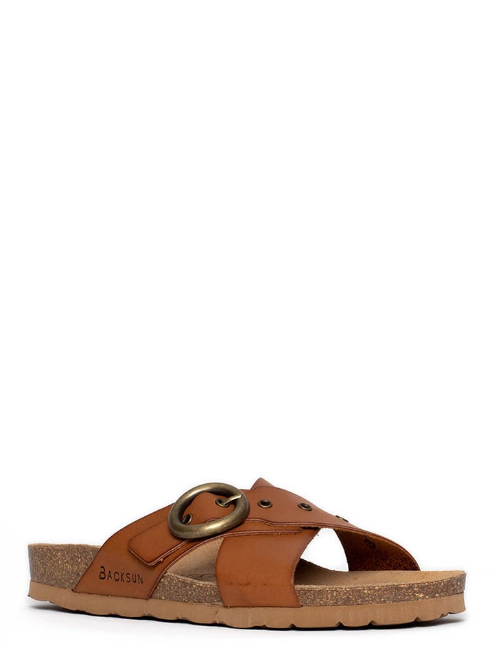 BACKSUN Klapki "Bari" w kolorze jasnobrązowym rozmiar: 42