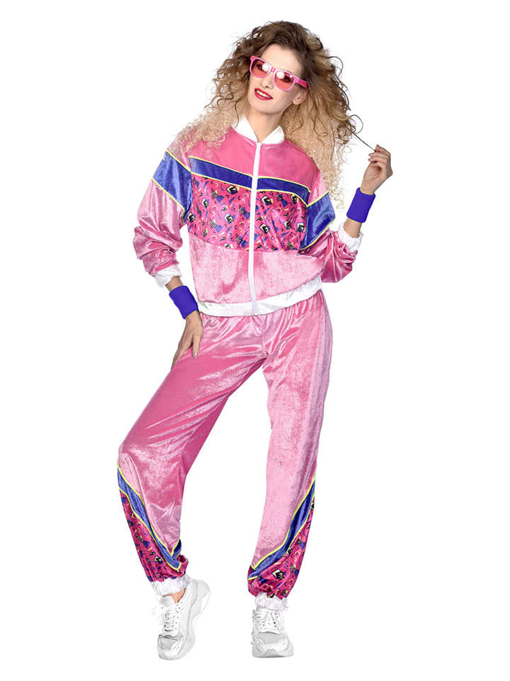 amscan 2-częściowy kostium "80s jogging suit" w kolorze jasnoróżowo-niebieskim rozmiar: M