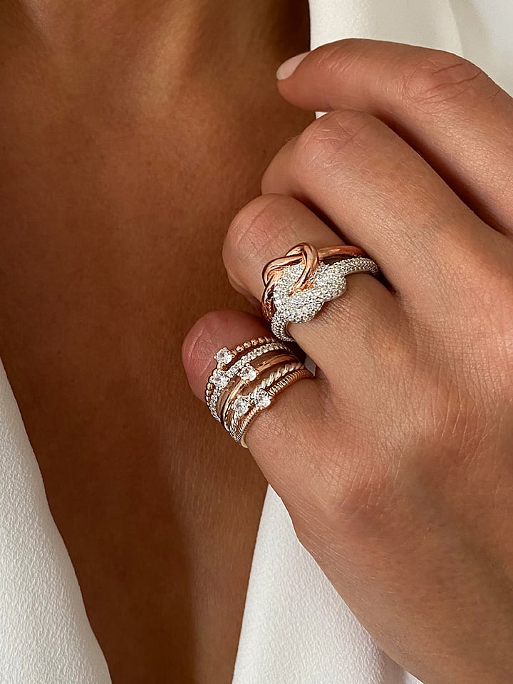 DI GIORGIO Pozłacany pierścionek z cyrkoniami rozmiar: 60