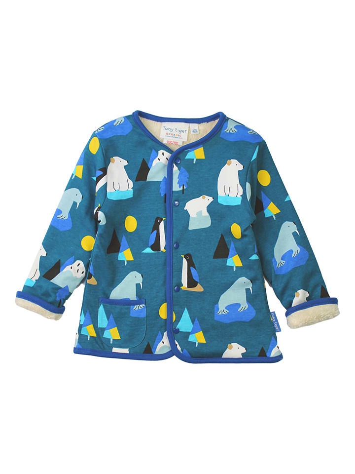 Toby Tiger Dwustronna kurtka przejściowa w kolorze beżowo-niebieskim rozmiar: 110