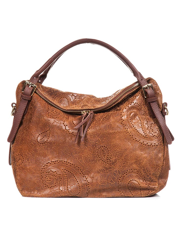 Anna Morellini Skórzany shopper bag "Cortona" w kolorze brązowym - 40 x 36 x 16 cm rozmiar: onesize