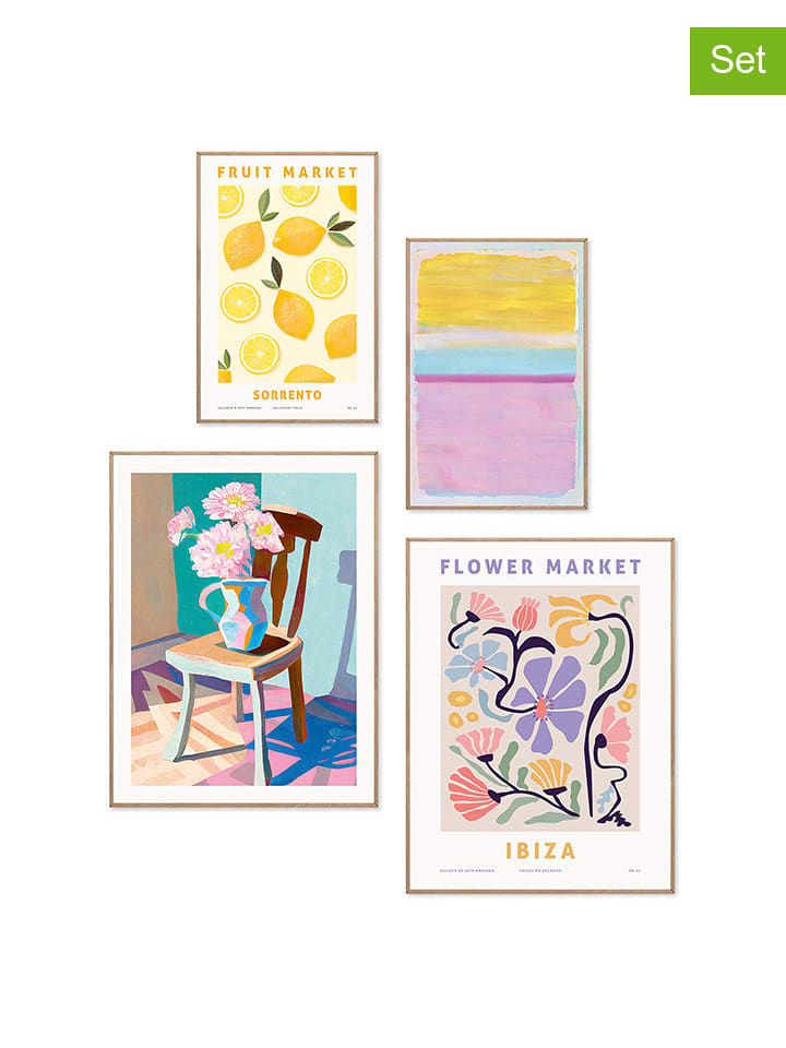 Orangewallz Druki artystyczne (4 szt.) "Artist Set" w ramce rozmiar: 30x40 cm