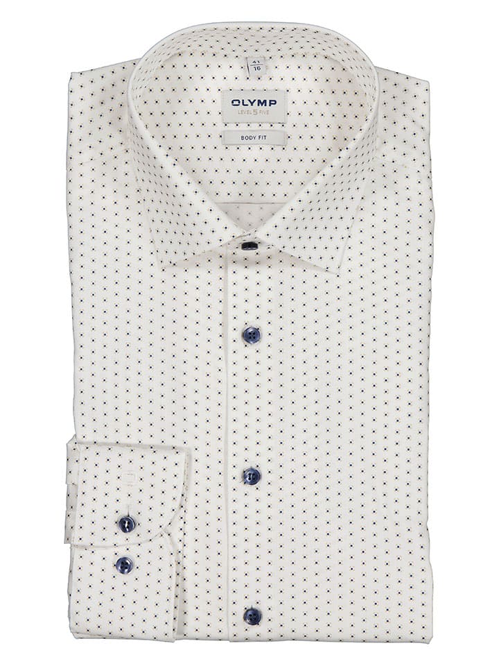 OLYMP Koszula "Level 5" - Body fit - w kolorze kremowym rozmiar: 43
