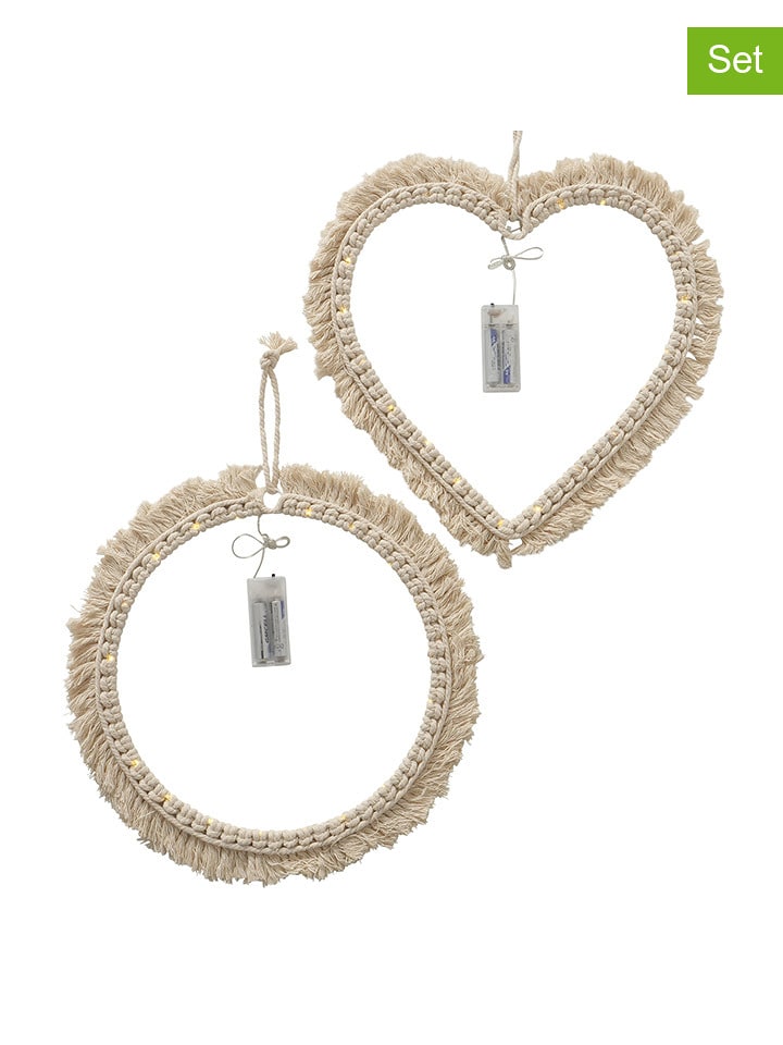 Boltze Zawieszki dekoracyjne LED (2 szt.) "Wilga" w kolorze jasnobrązowym - 35 cm rozmiar: onesize