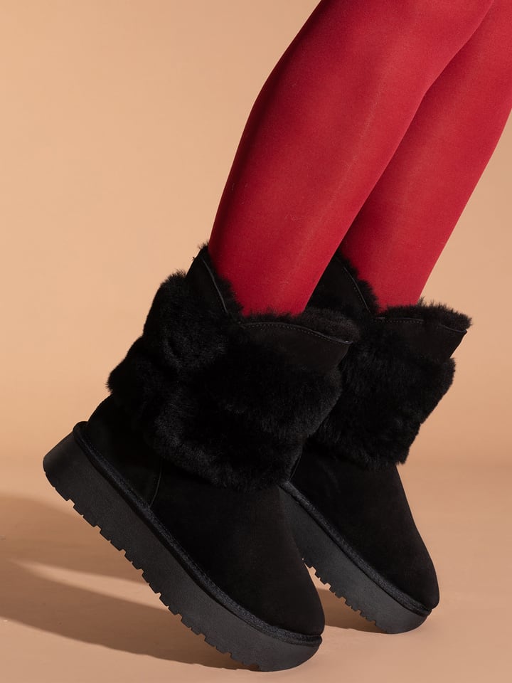 Gooce Skórzane botki zimowe "Bella" w kolorze czarnym rozmiar: 41