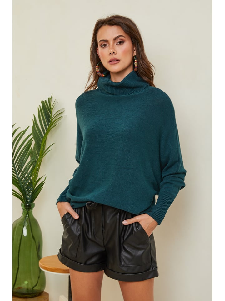 Joséfine Sweter "Karcag" w kolorze ciemnozielonym rozmiar: S