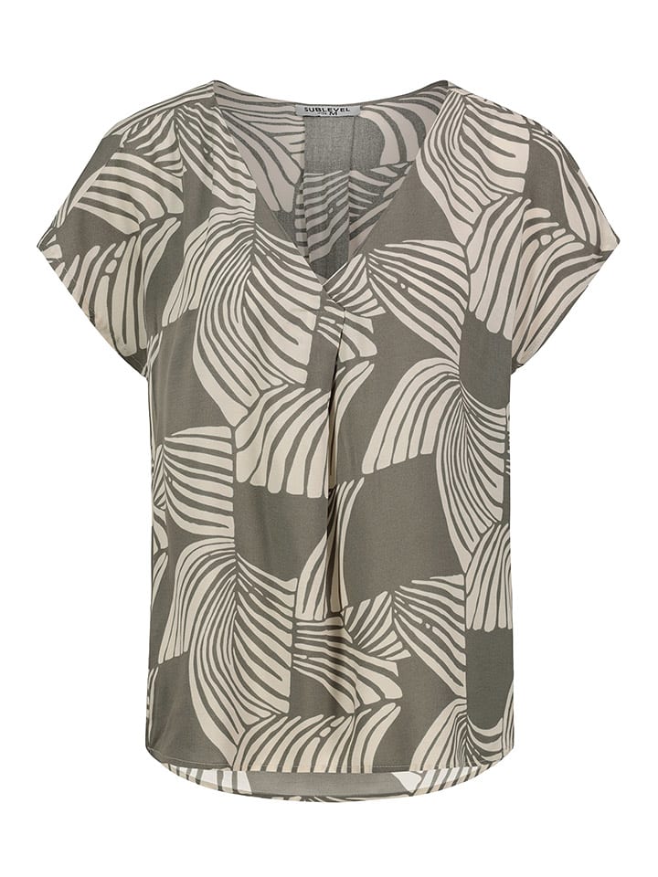 Sublevel Bluzka w kolorze oliwkowo-kremowym rozmiar: S