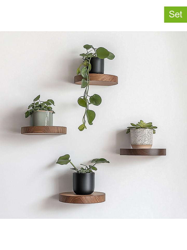 Evila Regały ścienne (4 szt.) w kolorze brązowym - Ø 12 cm rozmiar: onesize