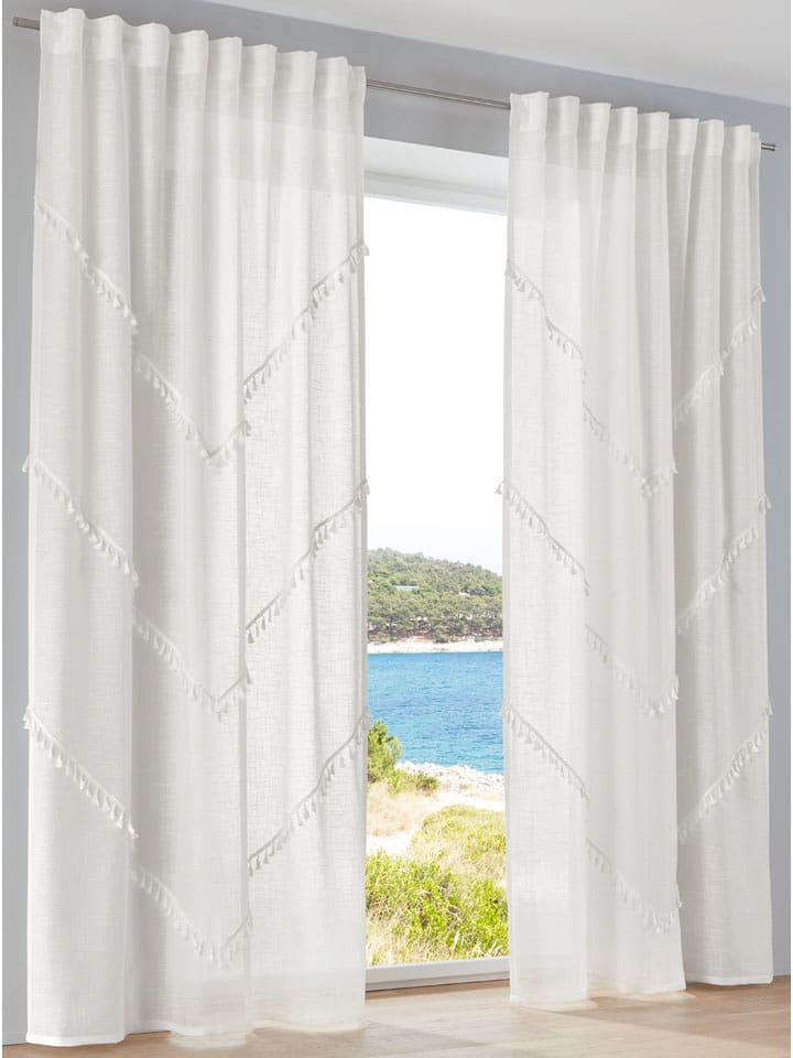 heine home Firanka dekoracyjna w kolorze białym rozmiar: 225x130 cm