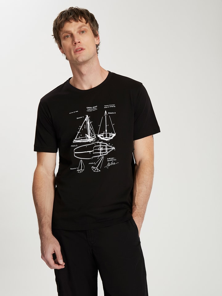 Cross Jeans Koszulka w kolorze czarnym rozmiar: XL