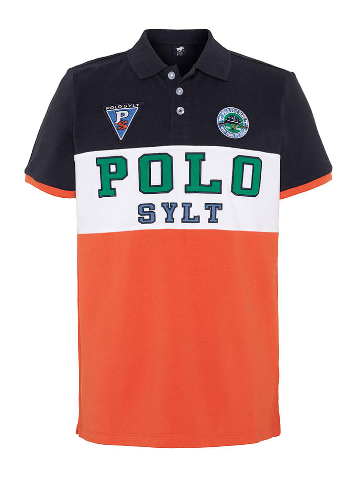 Polo Sylt Koszulka polo w kolorze pomarańczowo-biało-czarnym rozmiar: 134/140