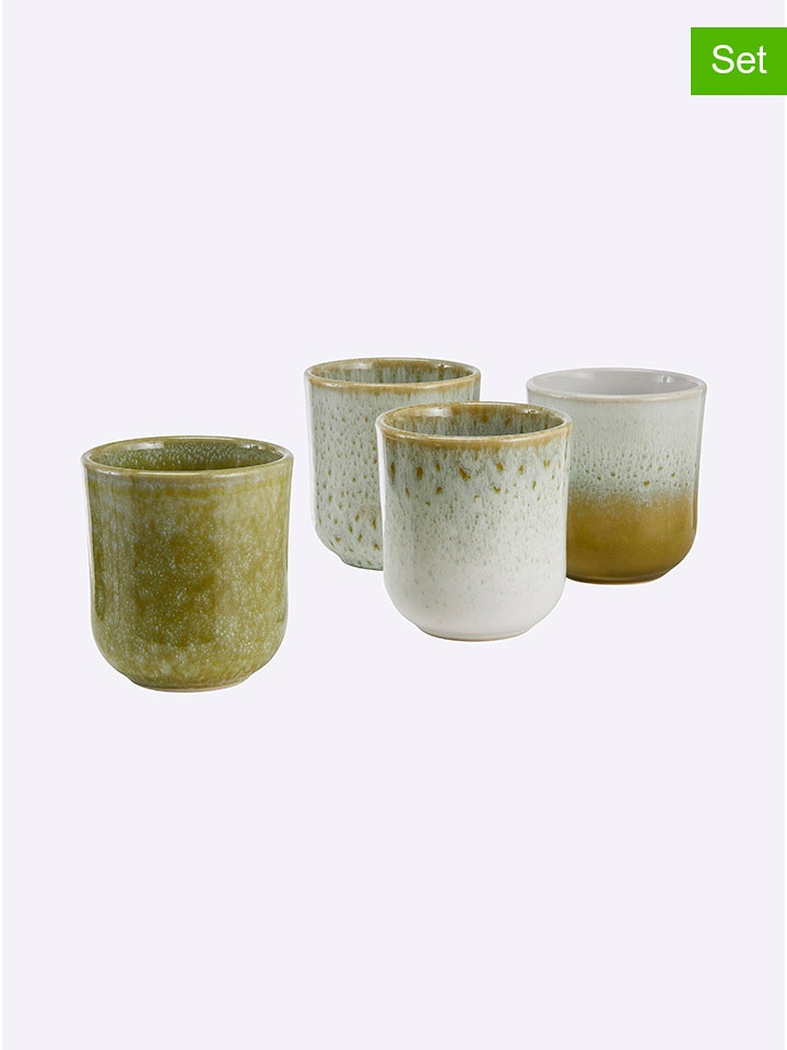 heine home Kubki (4 szt.) w kolorze kremowo-oliwkowym do espresso - wys. 6 x Ø 5 cm rozmiar: onesize