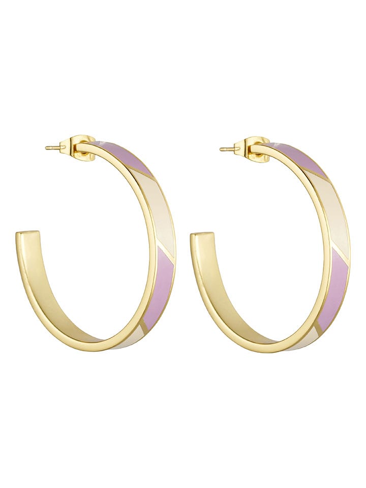 Design Letters Pozłacane kolczyki-kreole "Striped Candy" rozmiar: onesize